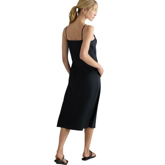New Quince Women’s XS Washable Silk Midi Slip Dress Rich Black Satin Retro 4469 - Picture 2 of 12